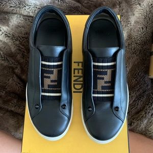 FENDI Knit Logo Slip-On Sneaker. 100% Authentic